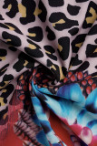 Turquoise Fashion Sexy Print Bandage Backless Spaghetti Strap Long Dress