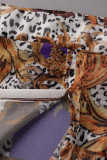 Multicolor Fashion Sexy Print Patchwork Backless Beading Swimwears Three-piece Set (Without Paddings)