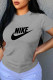 Grey Fashion Casual Print Letter O Neck T-Shirts