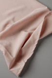 White Casual Solid Patchwork Buckle Slit Asymmetrical Mandarin Collar Shirt Dress Dresses