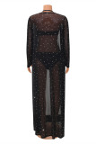 White Fashion Sexy Patchwork Hot Drilling See-through Swimwears
