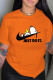 Orange Fashion Casual Print Letter O Neck T-Shirts