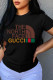 Black Fashion Casual Print Letter O Neck T-Shirts