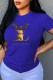 Blue Fashion Casual Print Letter O Neck T-Shirts