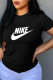 Black Fashion Casual Print Letter O Neck T-Shirts