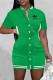 Green Fashion Sportswear Print Letter Mandarin Collar One Step Skirt Dresses