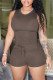Coffee Fashion Casual Leopard Basic O Neck Sleeveless Two Pieces
