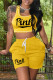 Yellow Fashion Casual Letter Print Basic U Neck Sleeveless Two Pieces