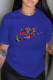 Blue Fashion Casual Print Letter O Neck T-Shirts