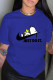 Blue Fashion Casual Print Letter O Neck T-Shirts