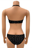 White Fashion Sexy Patchwork Hot Drilling See-through Swimwears