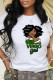 White Fashion Casual Print Basic O Neck T-Shirts