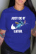Blue Fashion Casual Print Letter O Neck T-Shirts