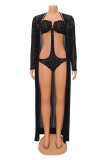 White Fashion Sexy Patchwork Hot Drilling See-through Swimwears