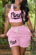 Light Pink Fashion Casual Letter Print Basic U Neck Sleeveless Two Pieces