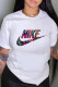 White Fashion Casual Print Letter O Neck T-Shirts