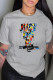 Grey Fashion Casual Print Letter O Neck T-Shirts