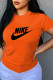 Orange Fashion Casual Print Letter O Neck T-Shirts