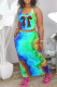 Turquoise Fashion Casual Print Tie Dye Basic U Neck Sleeveless Two Pieces