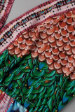 Turquoise Fashion Sexy Print Bandage Backless Spaghetti Strap Long Dress