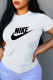 White Fashion Casual Print Letter O Neck T-Shirts