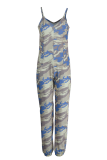Camouflage Sexy Camouflage Print Patchwork Spaghetti Strap Harlan Jumpsuits