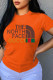 Orange Fashion Casual Print Letter O Neck T-Shirts