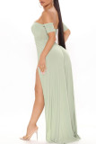Green Fashion Sexy Solid Split Joint Backless Slit Strapless Skinny Jumpsuits
