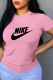 Pink Fashion Casual Print Letter O Neck T-Shirts