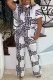 White Fashion Casual Print With Belt Regular Jumpsuits
