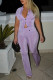 Purple Fashion Casual Solid Patchwork Turndown Collar Short Sleeve Two Pieces
