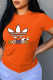Orange Fashion Casual Print Letter O Neck T-Shirts