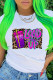 White Fashion Casual Print Basic O Neck T-Shirts