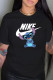 Black Fashion Casual Print Letter O Neck T-Shirts