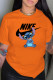 Orange Fashion Casual Print Letter O Neck T-Shirts