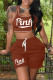 Coffee Fashion Casual Letter Print Basic U Neck Sleeveless Two Pieces