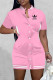 Pink Fashion Sportswear Print Letter Mandarin Collar One Step Skirt Dresses