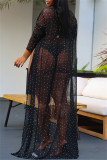 White Fashion Sexy Patchwork Hot Drilling See-through Swimwears