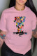 Pink Fashion Casual Print Letter O Neck T-Shirts