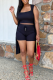 Black Fashion Sexy Casual Solid Basic Square Collar Sleeveless Three-piece Set