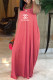 Orange Fashion Bohemian Print Backless Letter Halter A Line Dresses