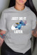 Grey Fashion Casual Print Letter O Neck T-Shirts