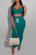 Green Fashion Sexy Print Letter Spaghetti Strap Sleeveless Two Pieces