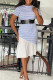 Blue Casual Striped Print Patchwork Asymmetrical O Neck Irregular Dress Dresses