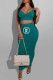 Green Fashion Sexy Print Letter Spaghetti Strap Sleeveless Two Pieces