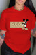 Red Fashion Casual Character Letter O Neck T-Shirts