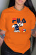 Orange Casual Fashion Print Letter O Neck T-Shirts
