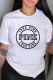 White Casual Fashion Print Letter O Neck T-Shirts