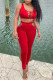 Red Sexy Solid Bandage Hollowed Out Patchwork U Neck Sleeveless Two Pieces
