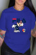 Blue Casual Fashion Print Letter O Neck T-Shirts